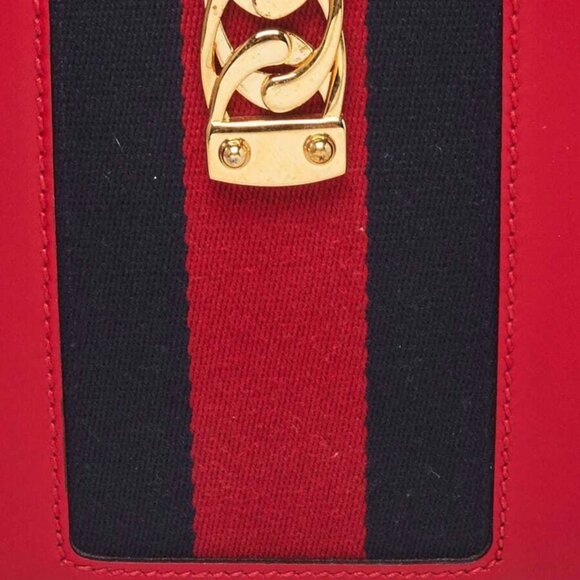 Gucci Red Smooth Leather Small Sylvie Shoulder Bag - Picture 9 of 10